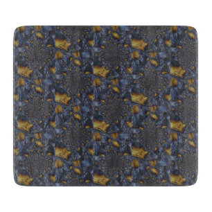 Planche À Découper Métal Moulé or et argent bleu