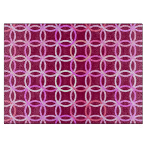 Planche À Découper Mi-siècle Cercles modernes, prune et orchidée rose