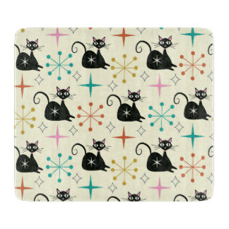 Planche À Découper Mid Century Atomic Cat with Starbursts 