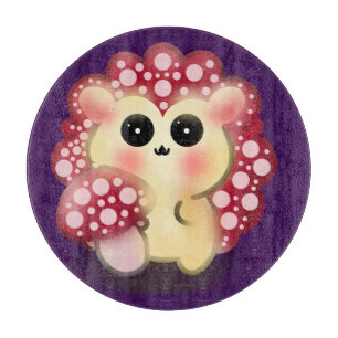 Planche À Découper Mignon Art de Champignon Rouge Kawaii Hérisson