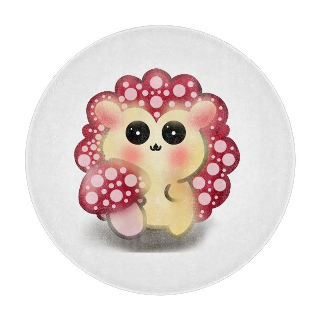 Planche À Découper Mignon Champignon Rouge Kawaii Hérisson Toadstool  (Devant)