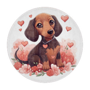 Planche À Découper Mignonne chiot Dachshund avec le coeur