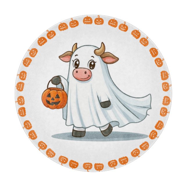 Planche À Découper Mignonne, lunatique, vache fantôme (Devant)