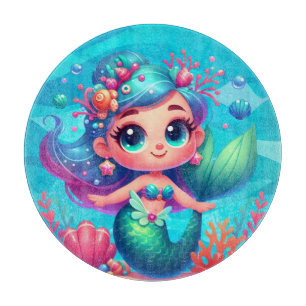 Planche À Découper Mignonne sirène sous-marine