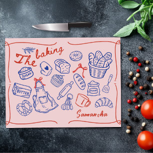 Planche À Découper Mignons autocollants de cuisson personnalisés bleu