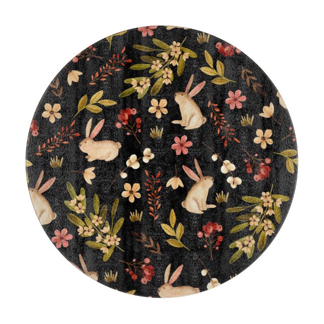 Planche À Découper Mignons lapins : Motif à main aquarelle (Devant)