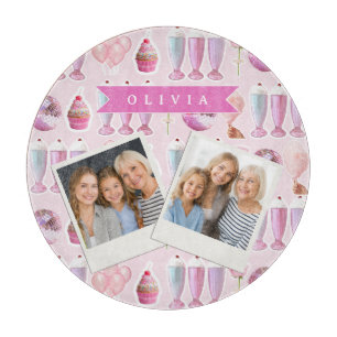 Planche À Découper Milkshake Rose Rétro Personnalisé Coquette Mignonn