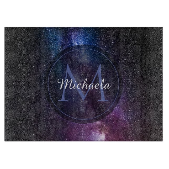 Planche À Découper Milky way bright colors personalizable monogram (Devant)