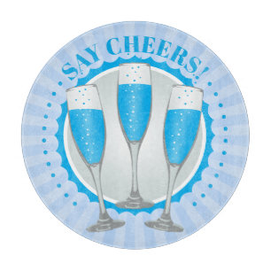 Planche À Découper Mimosa Blue Champagne Verres Coupe