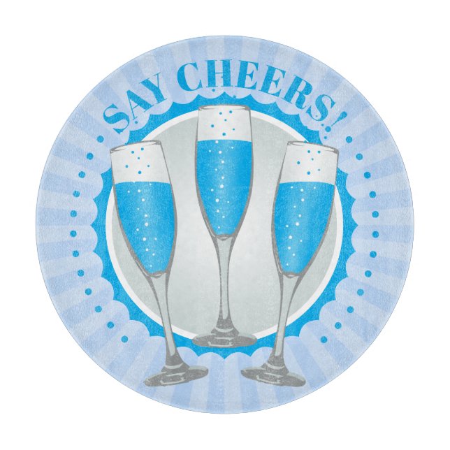 Planche À Découper Mimosa Blue Champagne Verres Coupe (Devant)