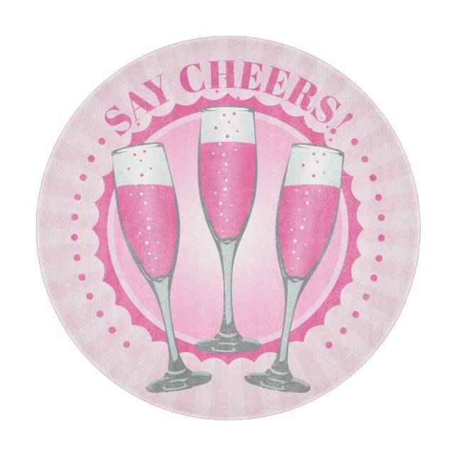 Planche À Découper Mimosa Champagne Rose Verres Coupe (Devant)