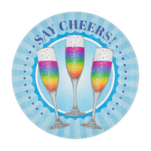 Planche À Découper Mimosa Rainbow Champagne Glasses Cutting