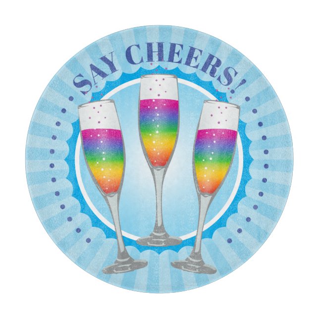 Planche À Découper Mimosa Rainbow Champagne Glasses Cutting (Devant)