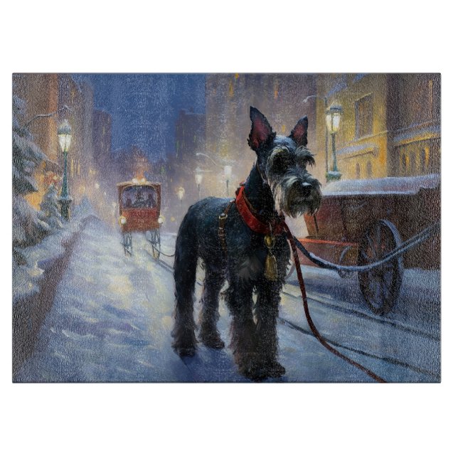 Planche À Découper Miniature Schnauzer Saison festive de Noël (Devant)