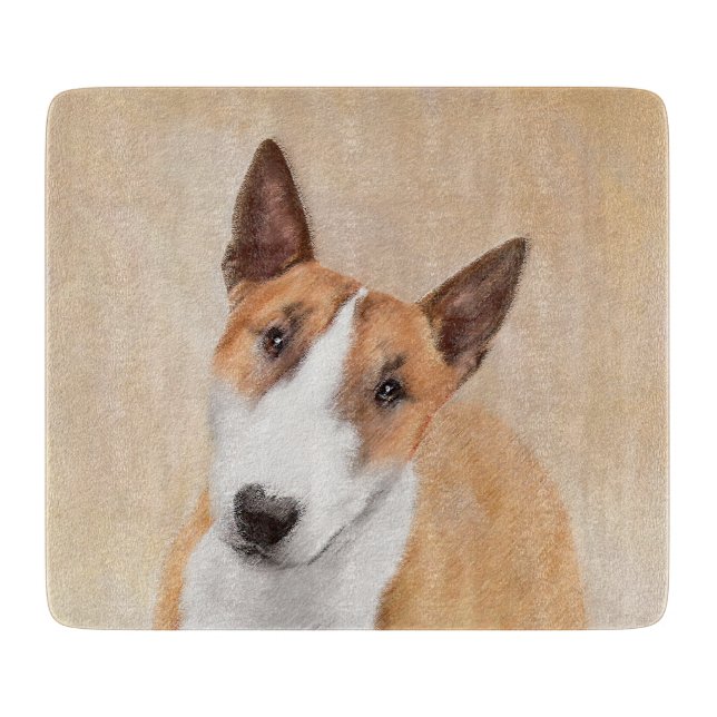 Planche À Découper Miniature Taureau Terrier Peinture - Joli Original (Devant)