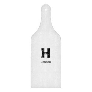 PLANCHE À DÉCOUPER MINIMALISTE NOIR MONOGRAMME À UNE LETTRE NOM BLANC