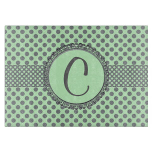 Planche À Découper Mint Green With Grey Polka Dots-Monogram STaylor