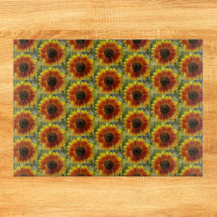 Planche À Découper Modèle floral de tournesol jaune et bronze