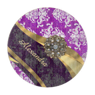 Planche À Découper Modèle personnalisé joli girly violet damassé