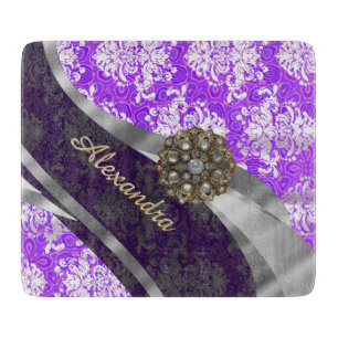 Planche À Découper Modèle personnalisé violet joli girly damask