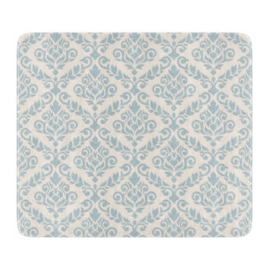 Planche À Découper Modèle Prima Damask bleu sur crème