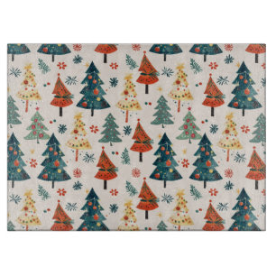 Planche À Découper Modèle sans couture d'arbres de Noël colorés