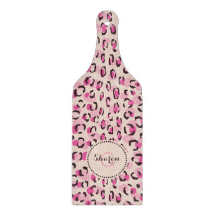 Planche À Découper Moderne chic imprimé motif guépard rose monogramme