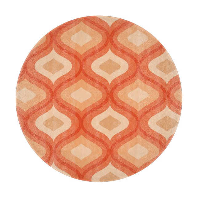 Planche À Découper Moderne du milieu du siècle ogee orange et beige   (Devant)