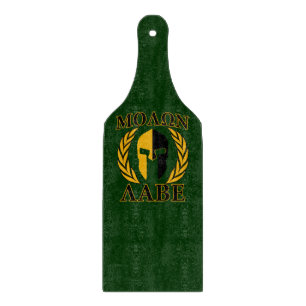 Planche À Découper Molon Labe Spartan Mask Laurels sur Green