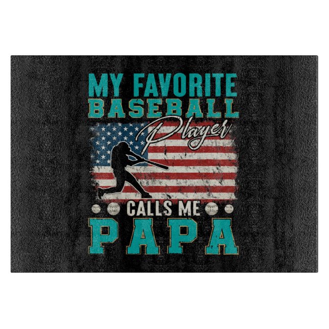 Planche À Découper Mon Joueur de Baseball Préféré M'appelle Papa (Devant)