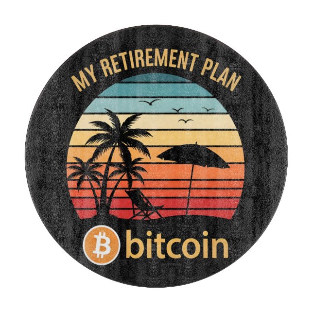 Planche À Découper Mon Plan de Retraite Bitcoin Plage Coucher de Sole (Devant)