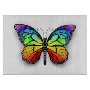 Planche À Découper Monarque papillon arc-en-ciel