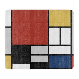 Planche À Découper Mondrian Peinture Rouge Plane Jaune Noir Gris Bleu