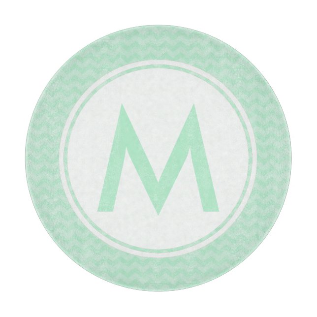 Planche À Découper Monnaie Chevron Monogramme Panneau de découpe en v (Devant)