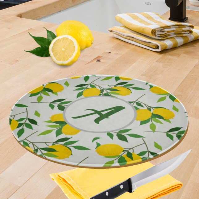 Planche À Découper Monogram Lemons et Motif Feuille (Créateur téléchargé)
