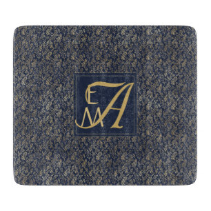 Planche À Découper Monogram Marine Gold Leaf Newlyweds Accueil Décor