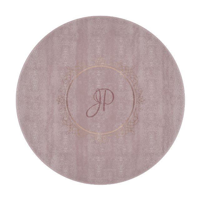 Planche À Découper Monogram Rose or Elegant Modèle (Devant)