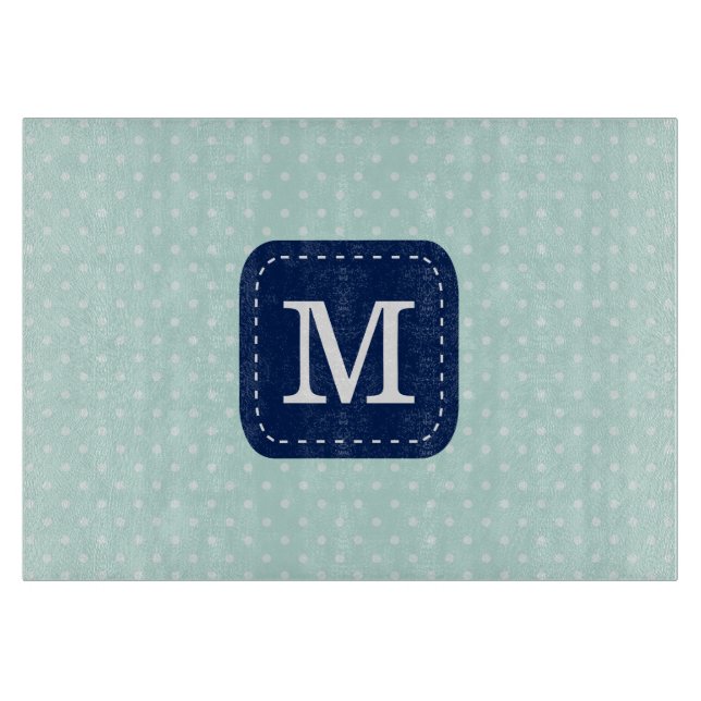 Planche À Découper Monogramme bleu marine sur un Arrière - plan de me (Devant)