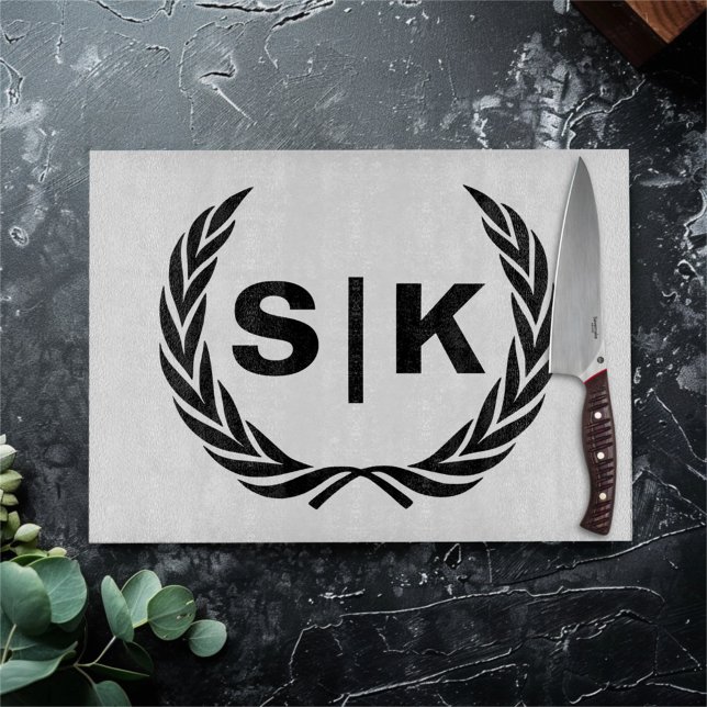 Planche À Découper Monogramme Couple personnalisé avec Feuilles Laure (Créateur téléchargé)