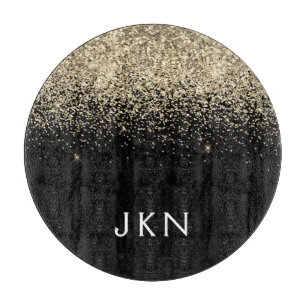 Planche À Découper Monogramme d'amorce de Parties scintillant noire o