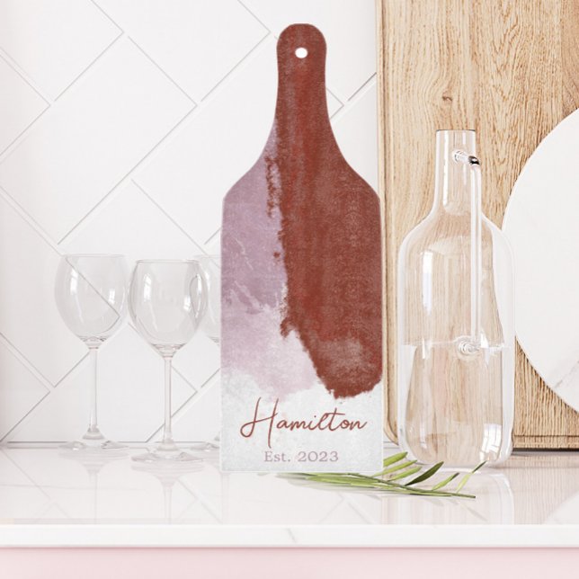 Planche À Découper Monogramme d'aquarelle pourpre bordeaux établi (Créateur téléchargé)