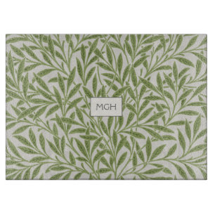 Planche À Découper Monogramme de feuilles de saule vert vintage