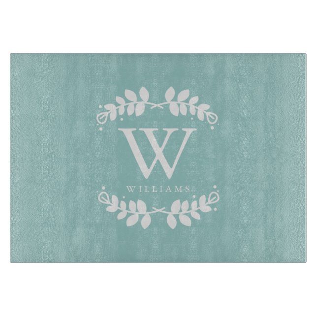 Planche À Découper Monogramme de la famille verte de menthe (Devant)