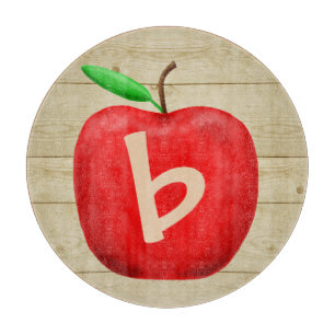 Planche À Découper Monogramme de pomme rouge