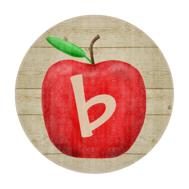Planche À Découper Monogramme de pomme rouge (Devant)