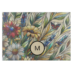 Planche À Découper Monogramme de terrain Fleur sauvage de conception