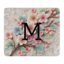 Monogramme dentelle rose floral pastel fleurs de c