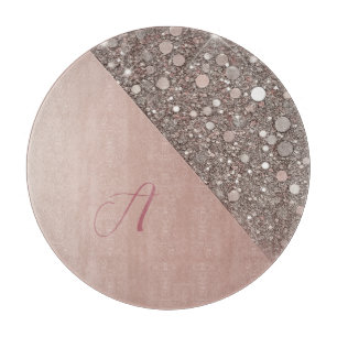 Planche À Découper Monogramme élégant en or rose