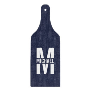 Planche À Découper Monogramme et nom personnalisés bleu marine