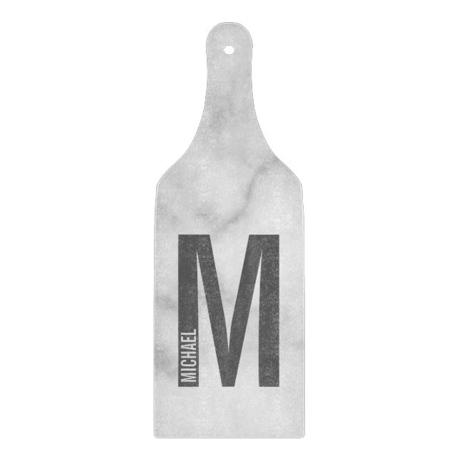 Planche À Découper Monogramme et nom personnalisés modernes (Devant)